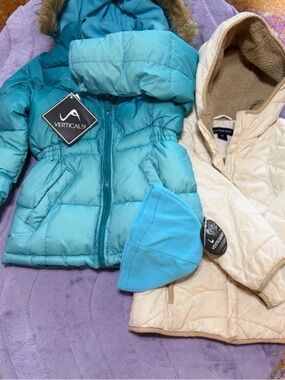 Girls Winter Puffer Coat Bundle: Vertical 9” Branded with Lands End